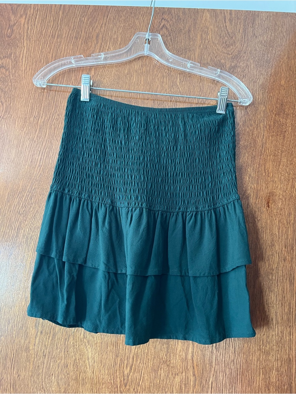 Women’s Smocked Tiered Mini Skirt - Dark green
